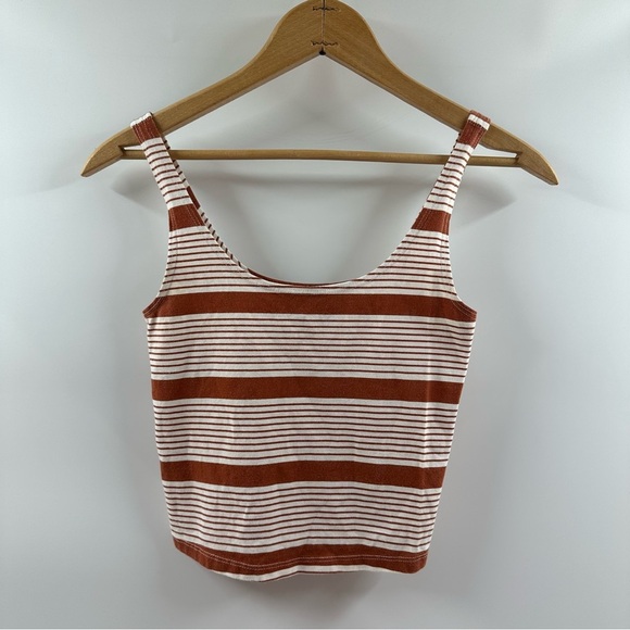 Forever 21 Burnt Orange & White Striped Cropped Tank – Size Small - Picture 1 of 4